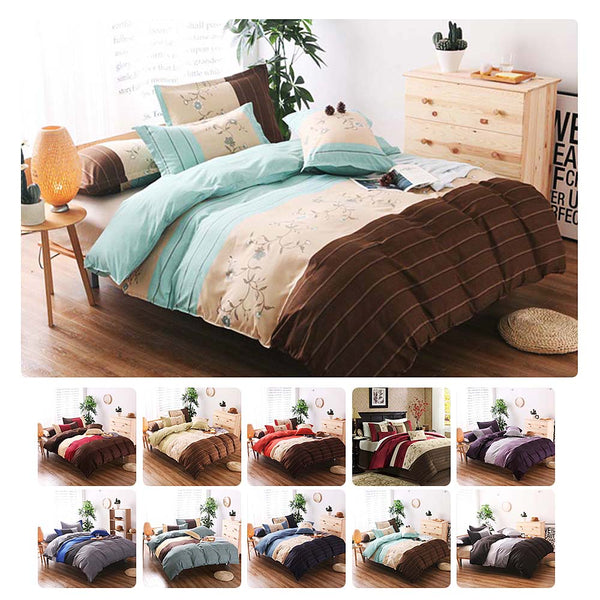 Stripe Flowers Bedding Set